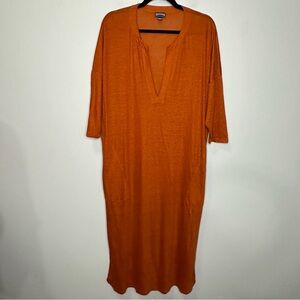 Vilebrequin Women’s Burnt Orange Oversized 100% Knit Linen Cover Up Dress XXS/XS